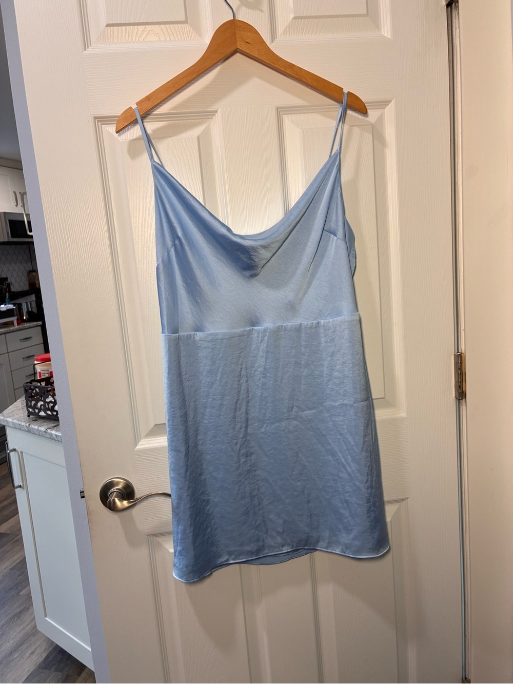 Sunday Best Light Blue Satin Slip Dress